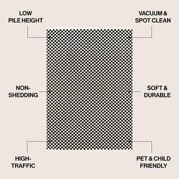 Finn High-Low Modern Minimalist Checkered Monotone Indoor/Outdoor Area Rug